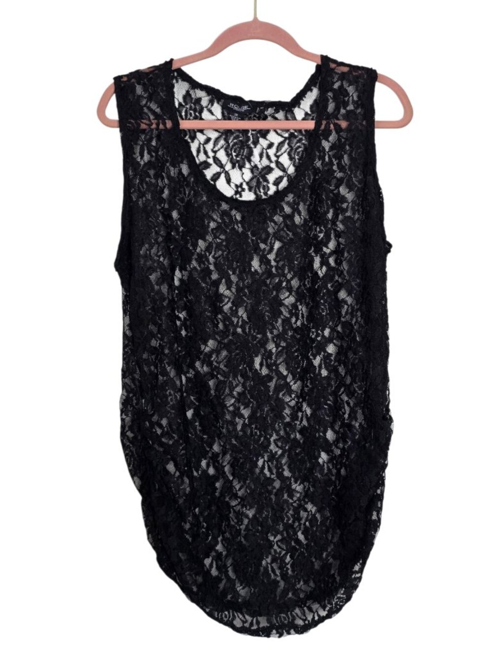 Rouge Collection Women's Black Floral Lace Sleeveless Blouse Size 3X NEW